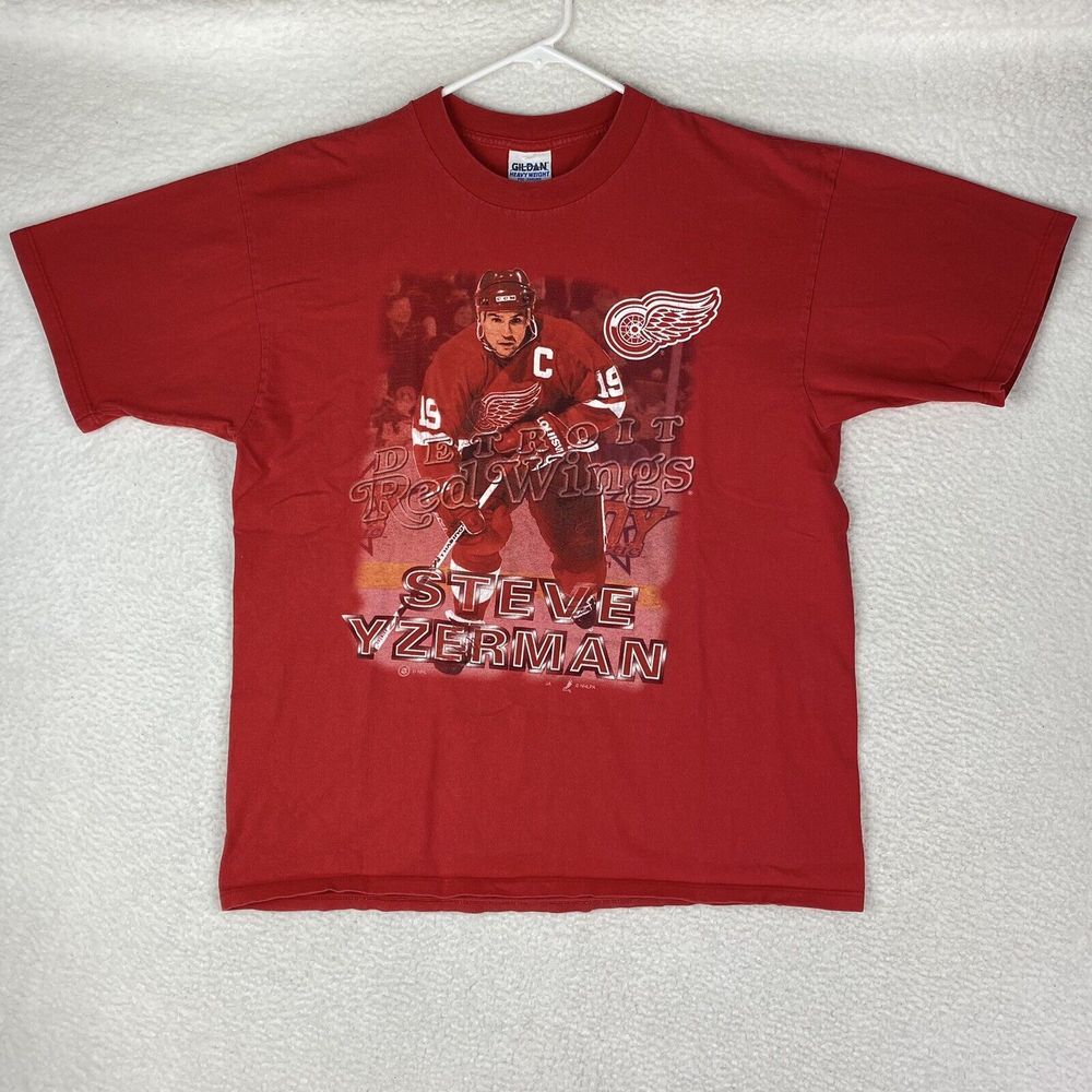 Vintage Detroit Red Wings‎ Steve Yzerman Shirt Mens Size XL Red 90s NHL Hockey
